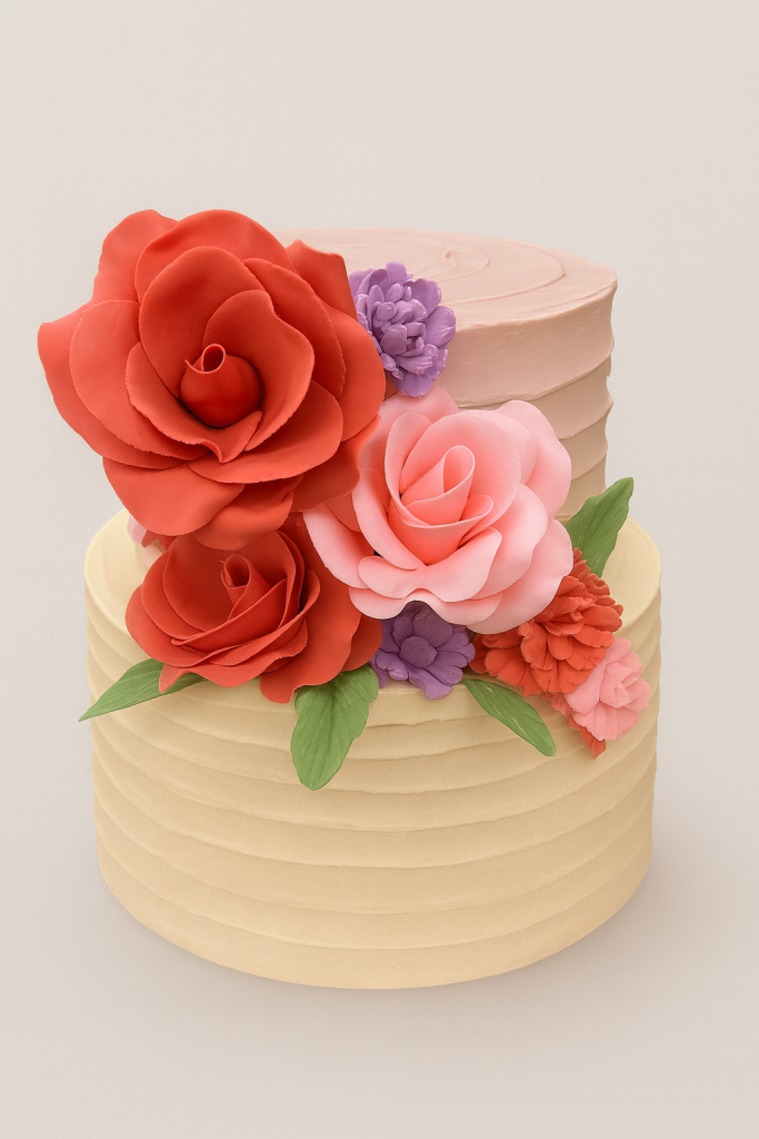 Gumpaste Flowers Cake